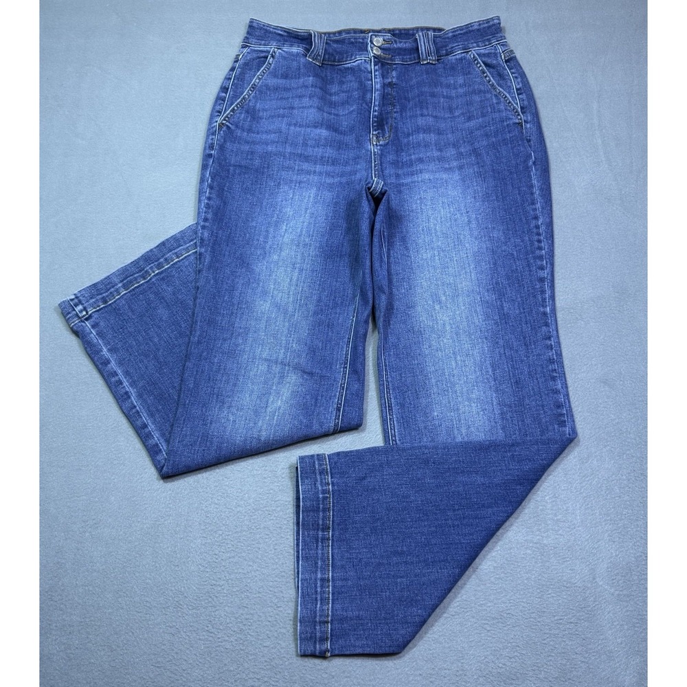 Judy Blue Jeans Womens 18W (34x32) Wide Leg Highrise Stretch USA Hippie Boho